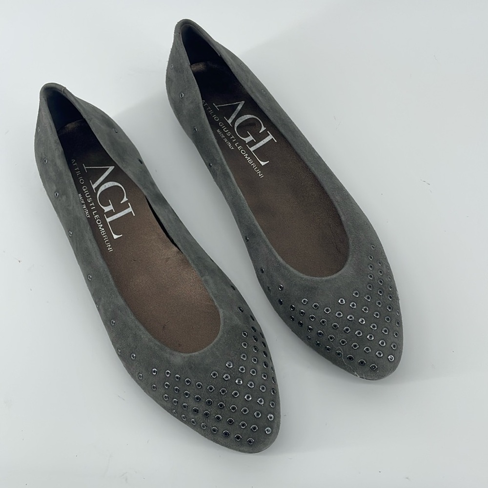 AGL Almond Toe Ballet Flats in Gray 40.5 S28